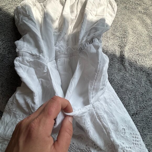 Express Womens Romper Large White Floral Embroidered Lined Coquette Boho 18382 - Picture 10 of 11